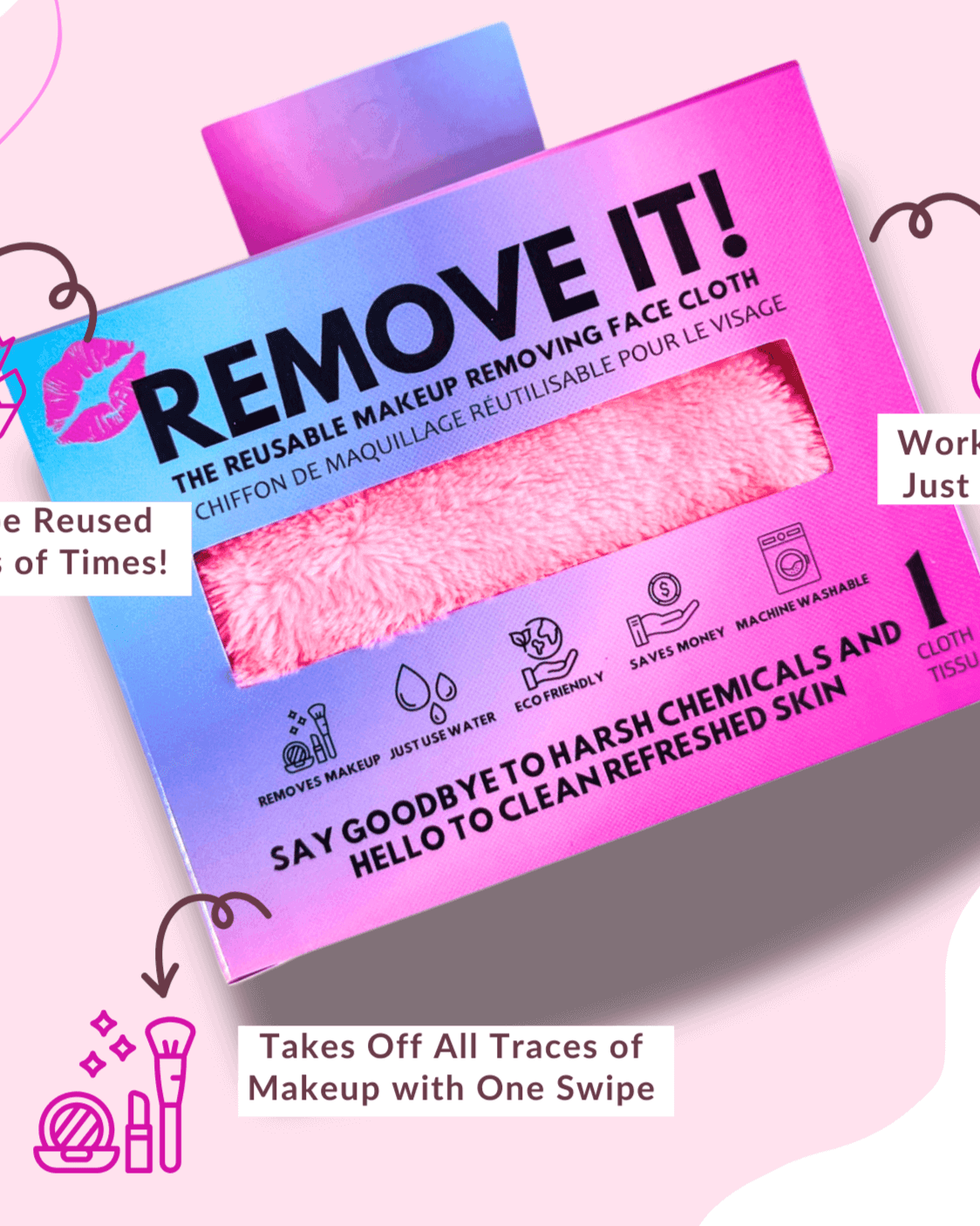 Remove It Reusable Makeup Remover Cloth | Pink - Remove It - Cloud Nine Pajamas
