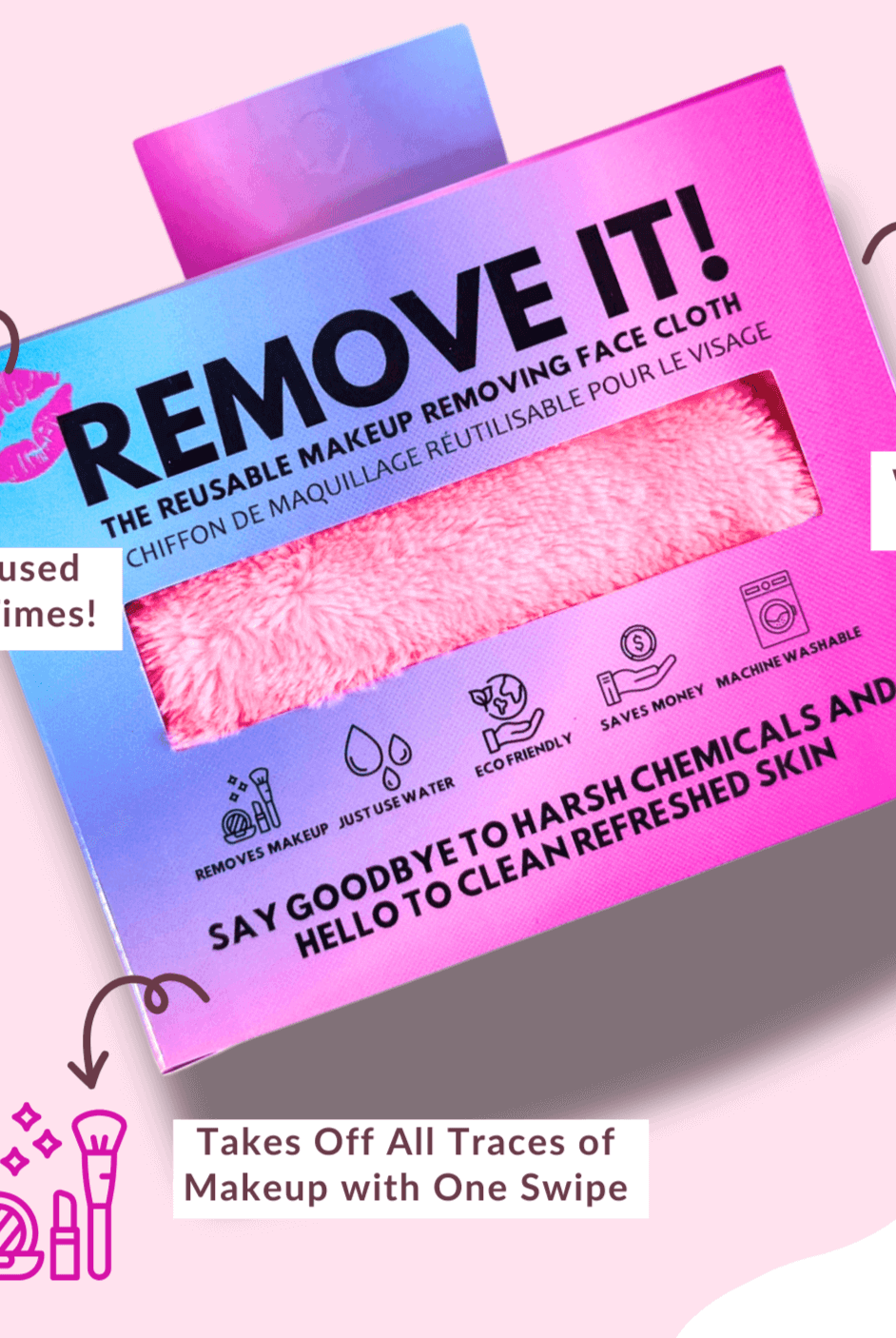 Remove It Reusable Makeup Remover Cloth | Pink - Remove It - Cloud Nine Pajamas