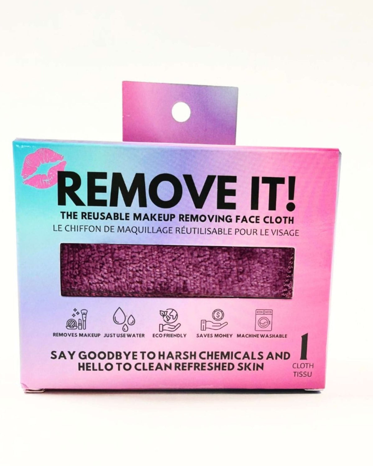 plum red Remove It Makeup Erasing Face Cloth - takes off all makeup and environmental debris with just water. Use 1000's of times!