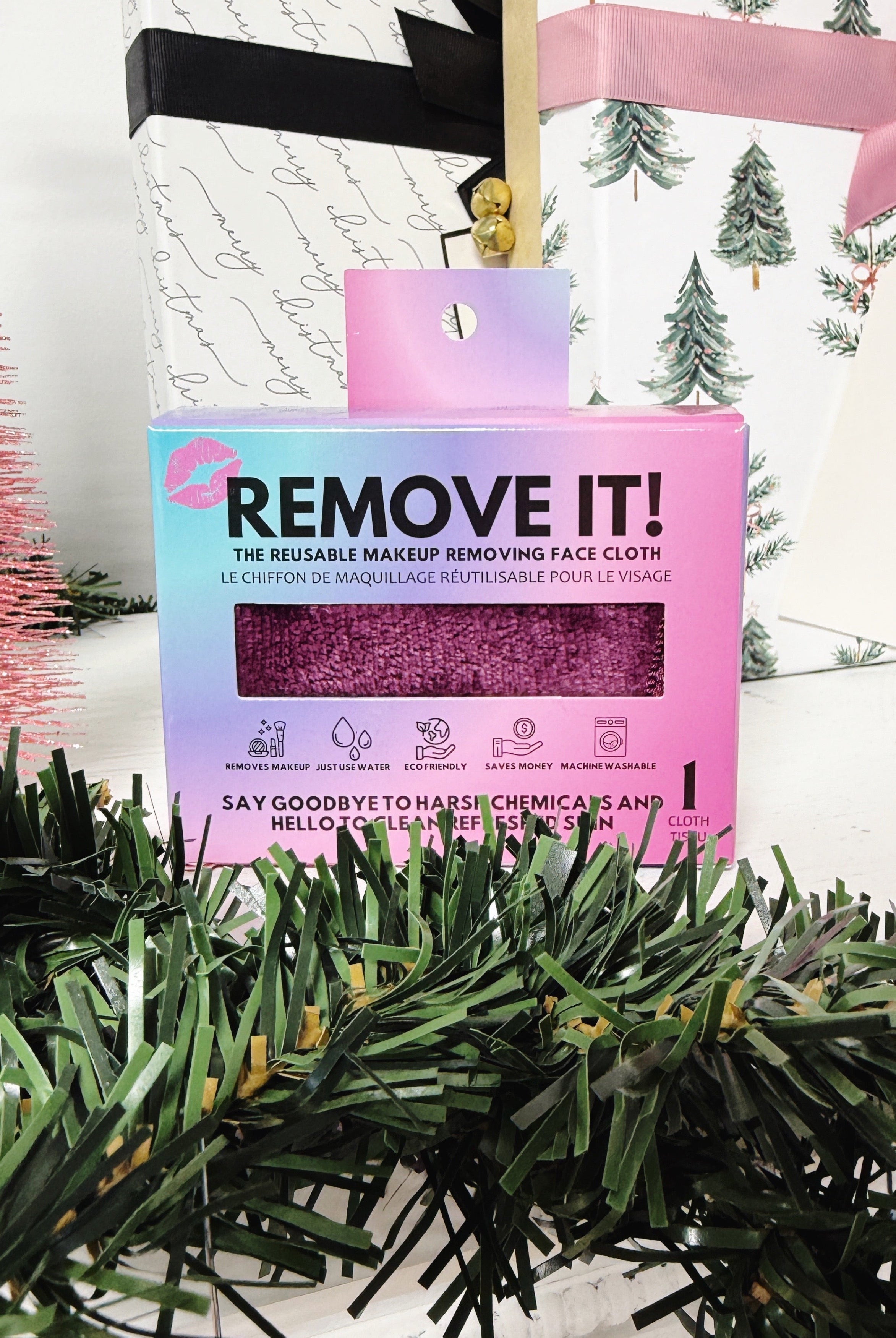 plum red Remove It Makeup Erasing Face Cloth - takes off all makeup and environmental debris with just water. Use 1000's of times!