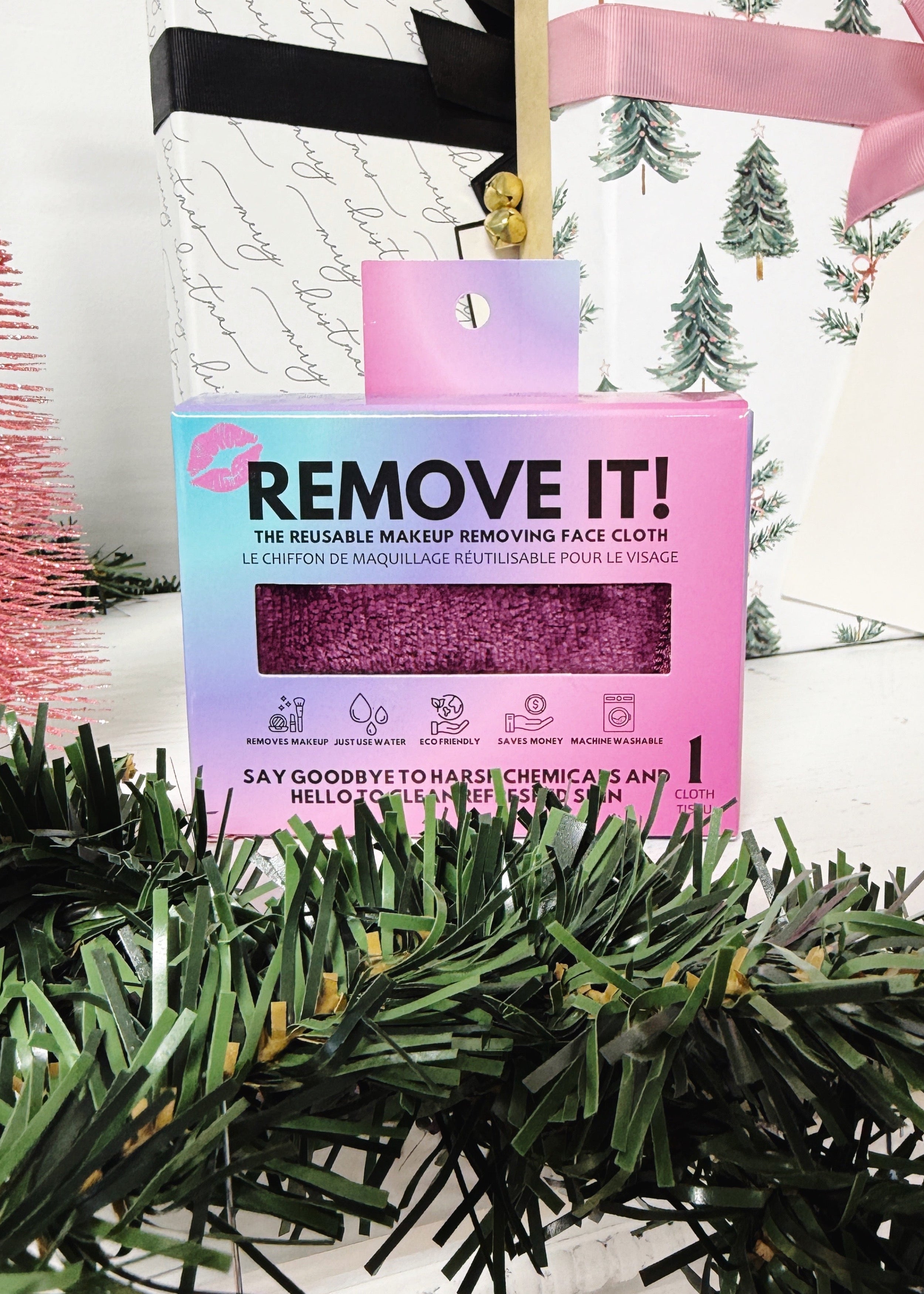 plum red Remove It Makeup Erasing Face Cloth - takes off all makeup and environmental debris with just water. Use 1000's of times!