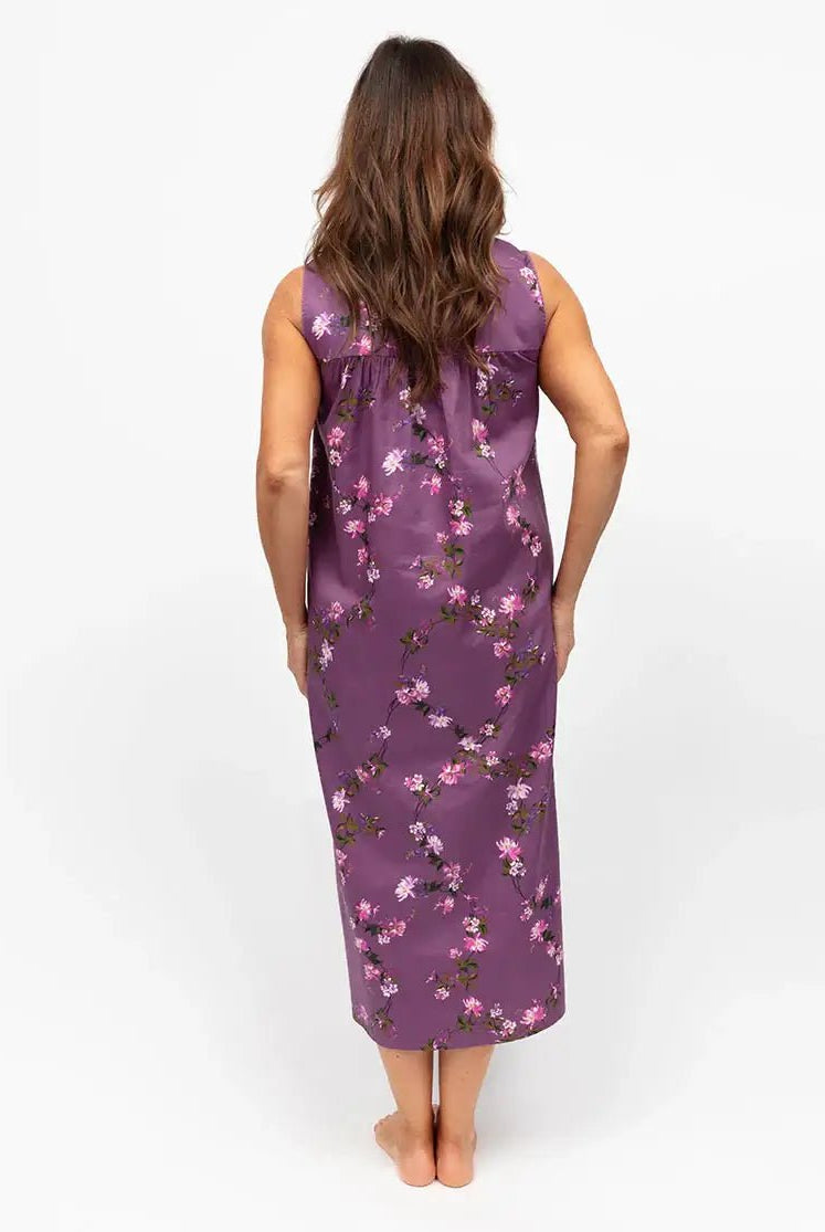 Rhea Mauve Mix Lace - Detail Floral Print Long Nightdress | Nora Rose by Cyberjammies - Cyberjammies - Cloud Nine Pajamas