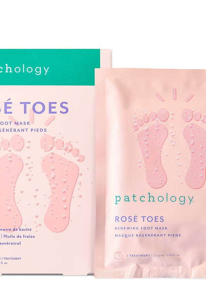 Patchology Rosé Toes renewing foot heel mask rose gold booties