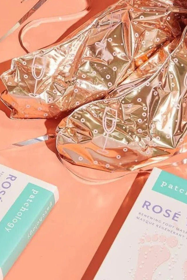 Patchology Rosé Toes renewing foot heel mask rose gold booties