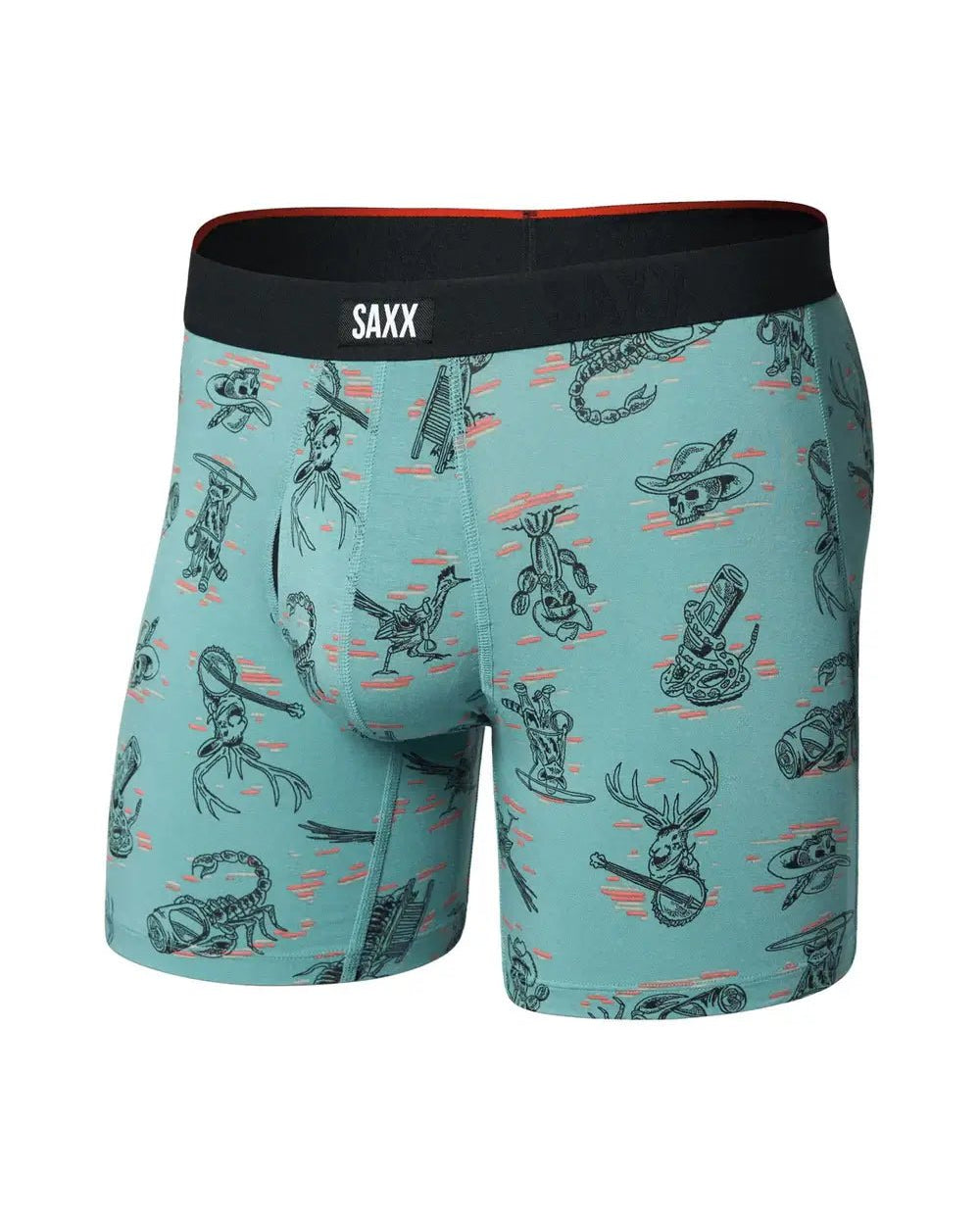 Vibe Xtra Soft Comfort Boxer Brief in teal with fun graphic prints by SAXX