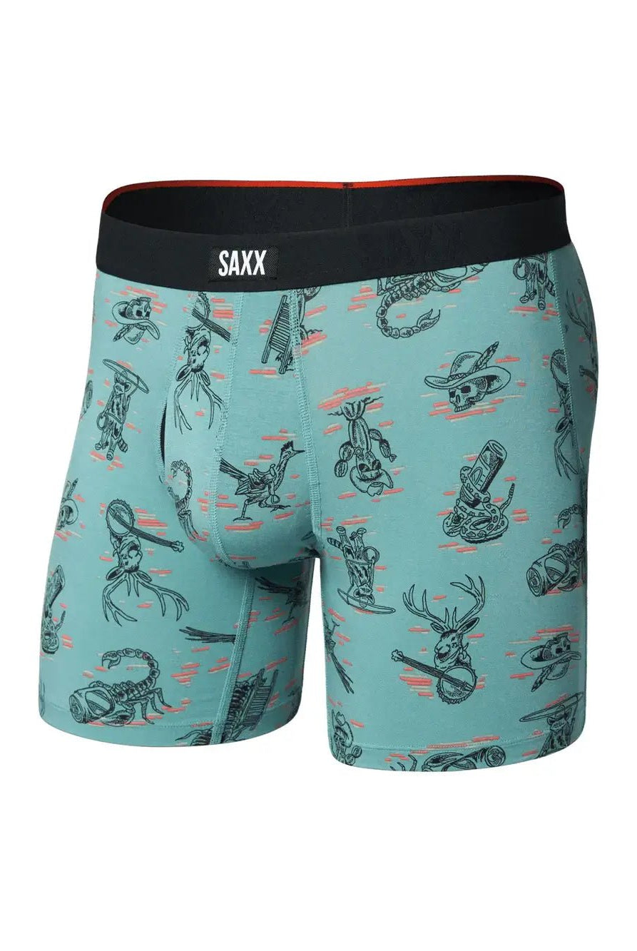 Vibe Xtra Soft Comfort Boxer Brief in teal with fun graphic prints by SAXX