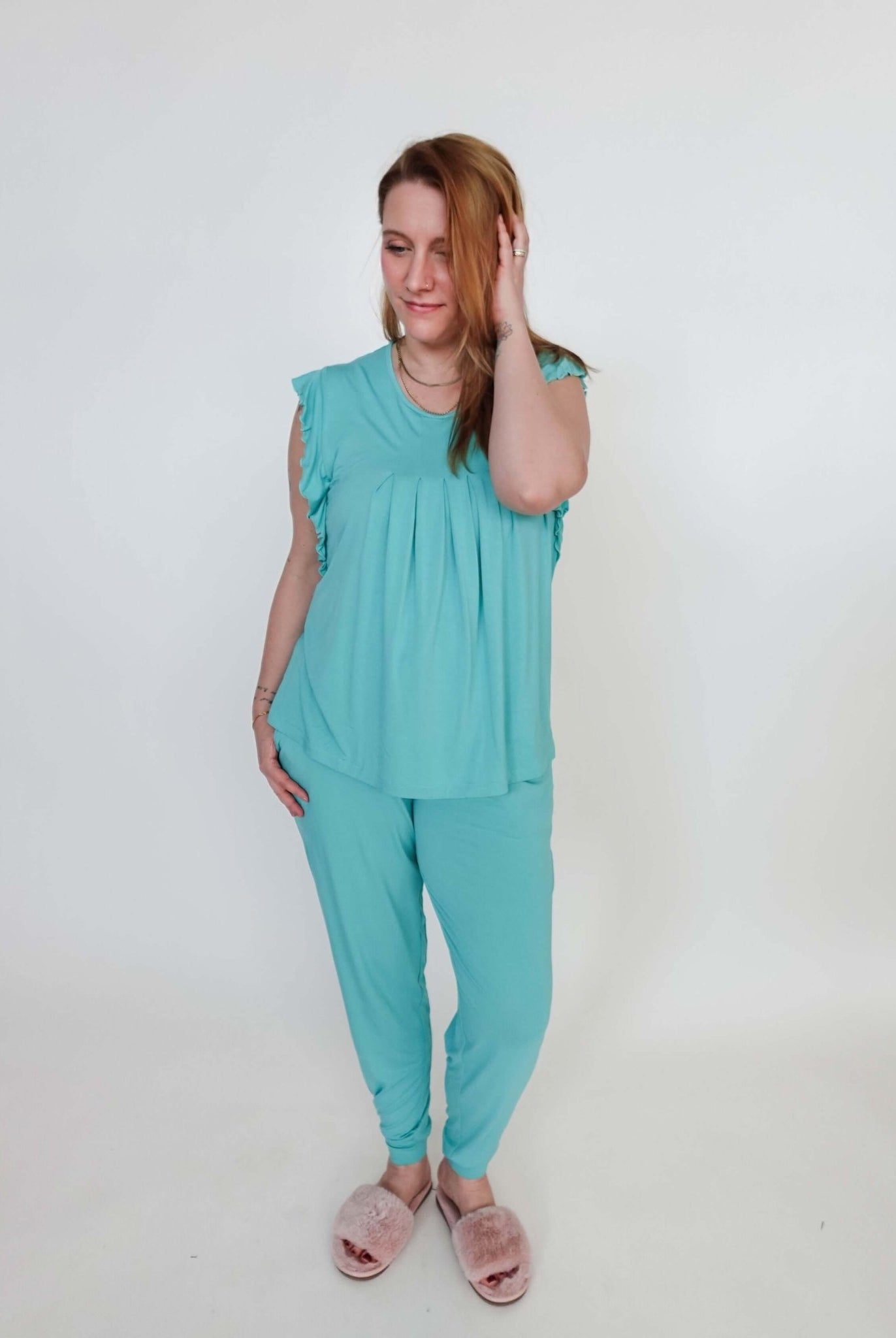 Flutter Top & Jogger PJ Set - Bamboo | Seafoam