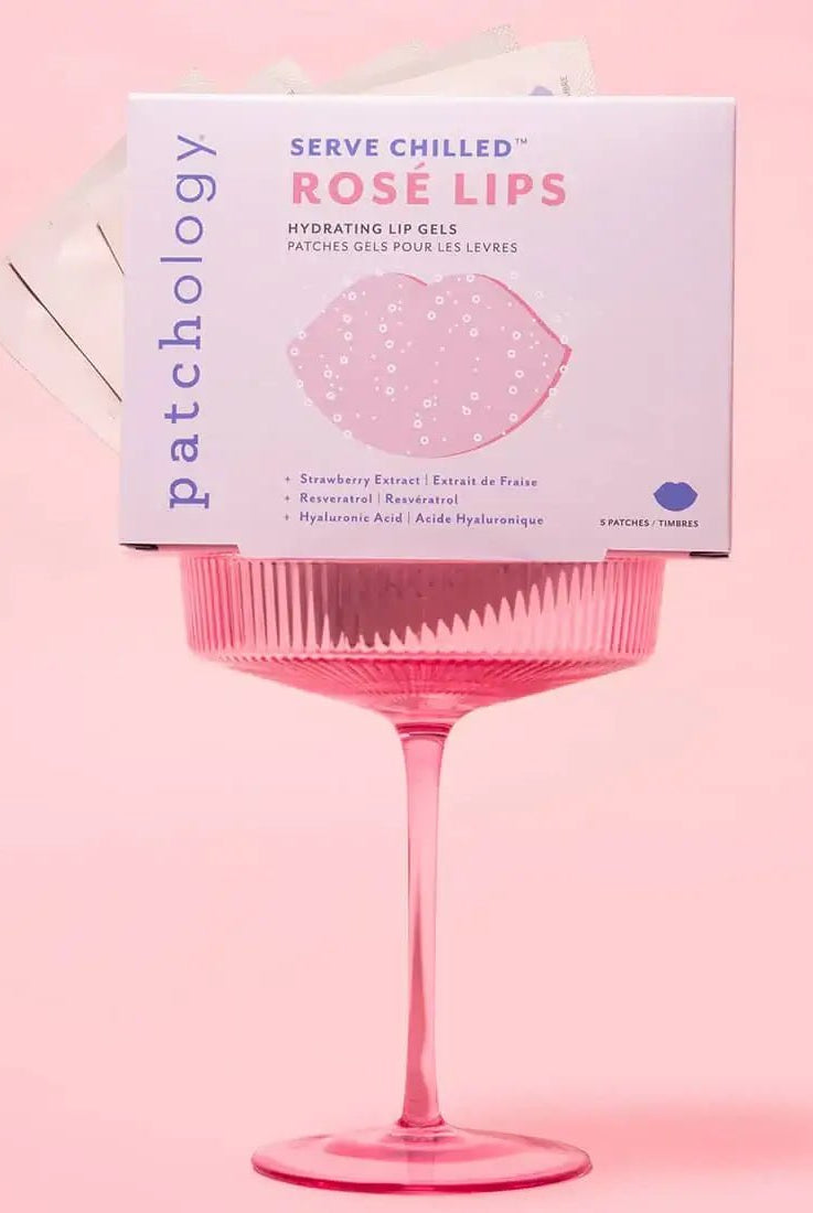 Served Chilled Rosé Lips Gels in a pink cup, offering hydrating lip treatment with strawberry aroma.