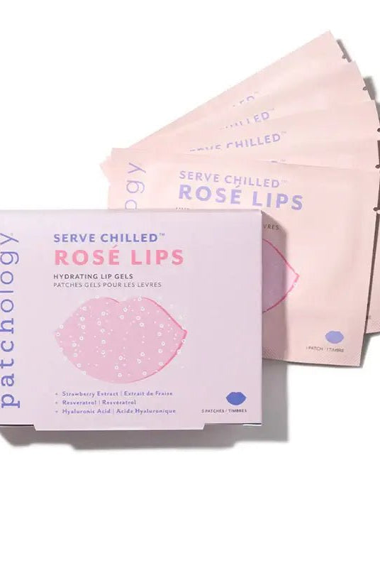 Serve Chilled Rosé Lips Gels - 5 pack of hydrating lip masks with strawberry essence for soft, refreshed lips.