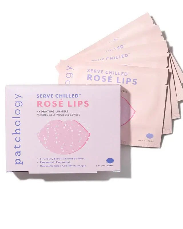 Serve Chilled Rosé Lips Gels - 5 pack of hydrating lip masks with strawberry essence for soft, refreshed lips.