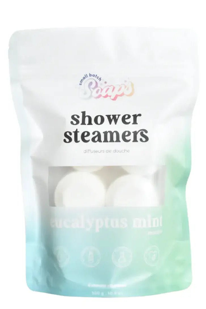 Shower Steamer 6pk Eucalyptus Mint in a packaged pouch for a spa-like shower experience.