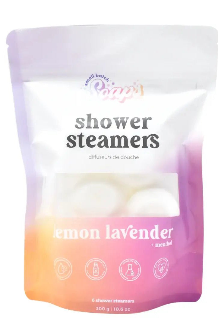 Shower Steamer 2pk Lemon Lavender packaging featuring aromatic steamers for a spa-like shower experience.