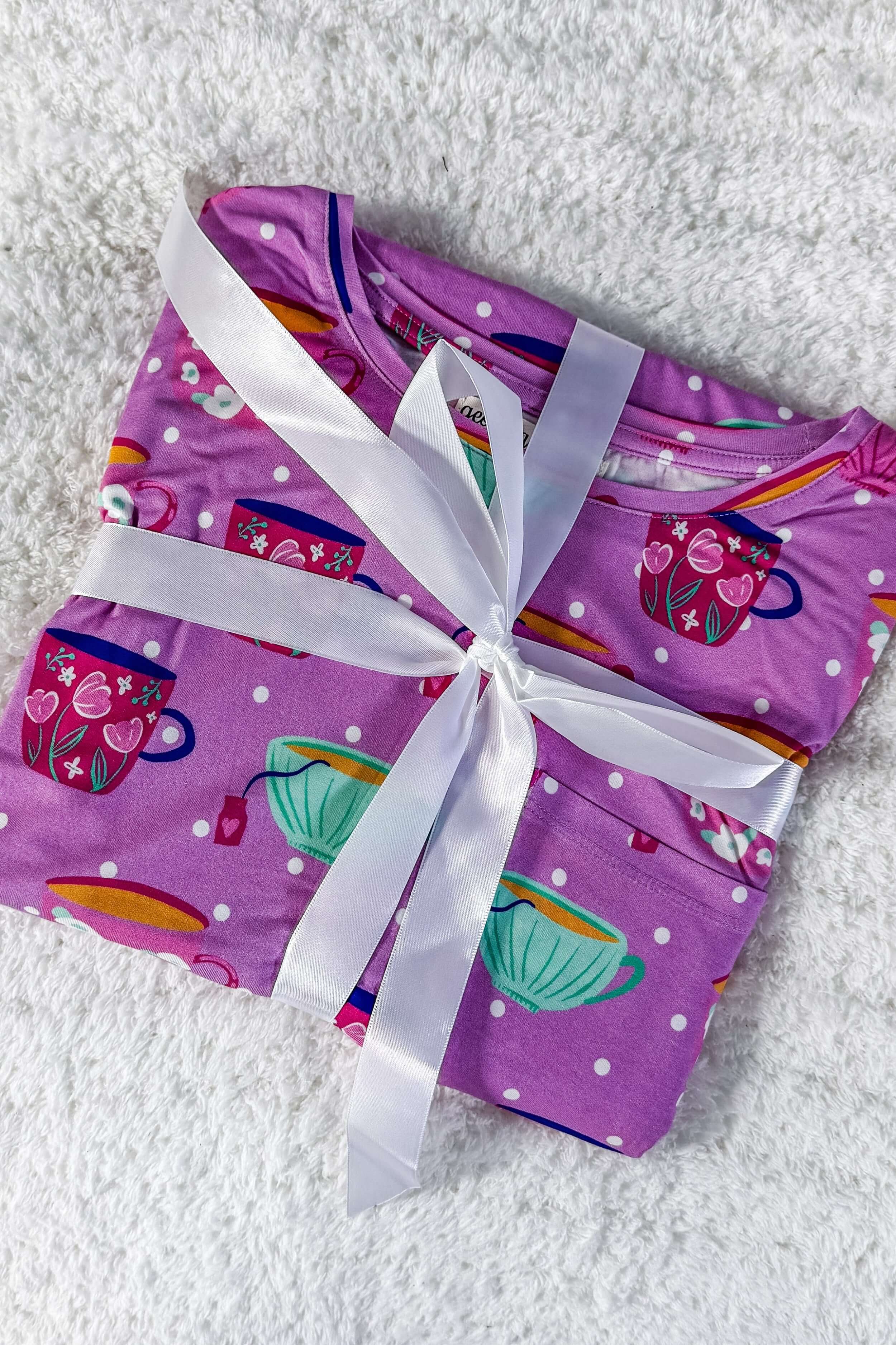 Georgia Rylan Sips & Snooze Tee & Jogger Bamboo Lounge Set wrapped in a bow