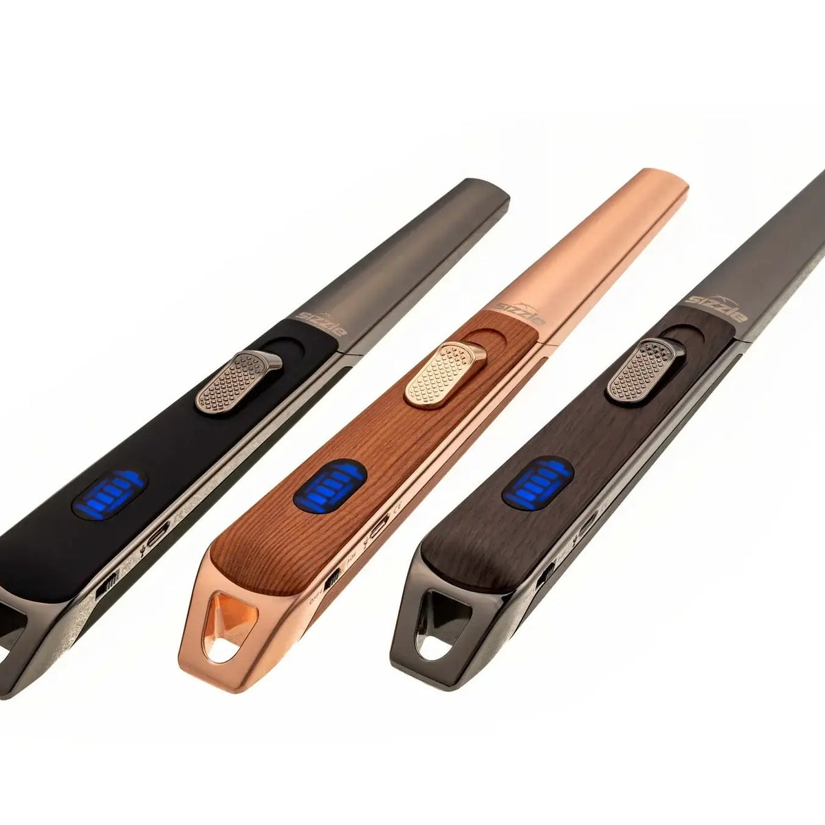all-groups Sizzle LUX USB Rechargeable Plasma Arc Lighter | Black, Walnut or Oak Wood Grain