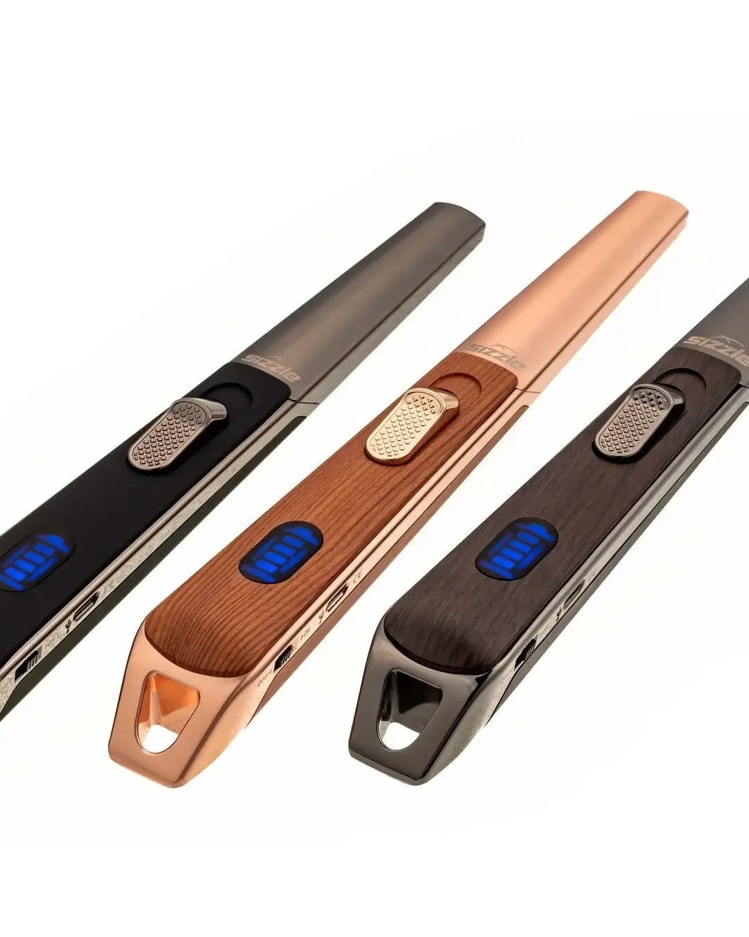 all-groups Sizzle LUX USB Rechargeable Plasma Arc Lighter | Black, Walnut or Oak Wood Grain