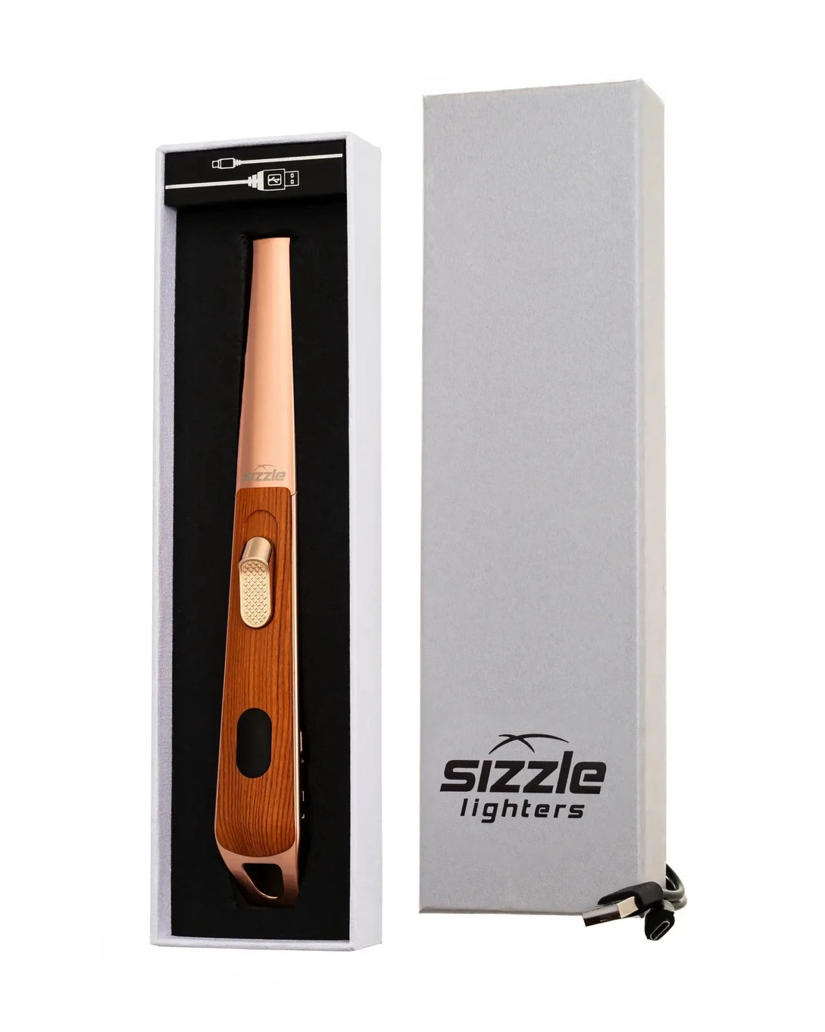 all-groups Sizzle LUX USB Rechargeable Plasma Arc Lighter | Black, Walnut or Oak Wood Grain