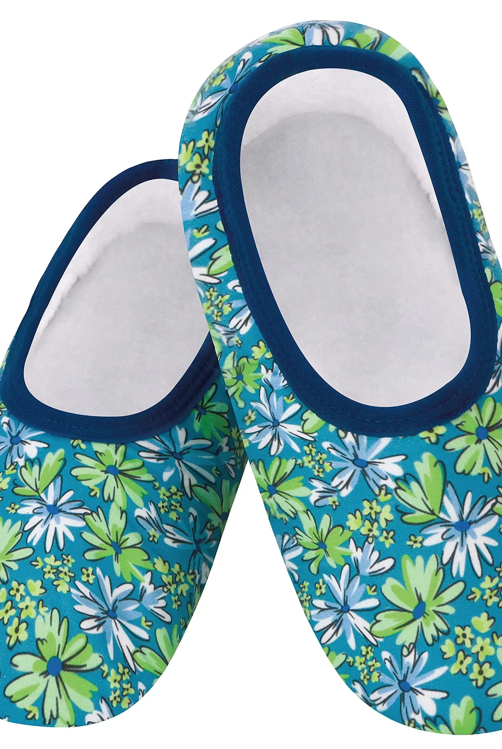 SNOOZIES Skinnies Lightweight Slipper Socks sketch daisies