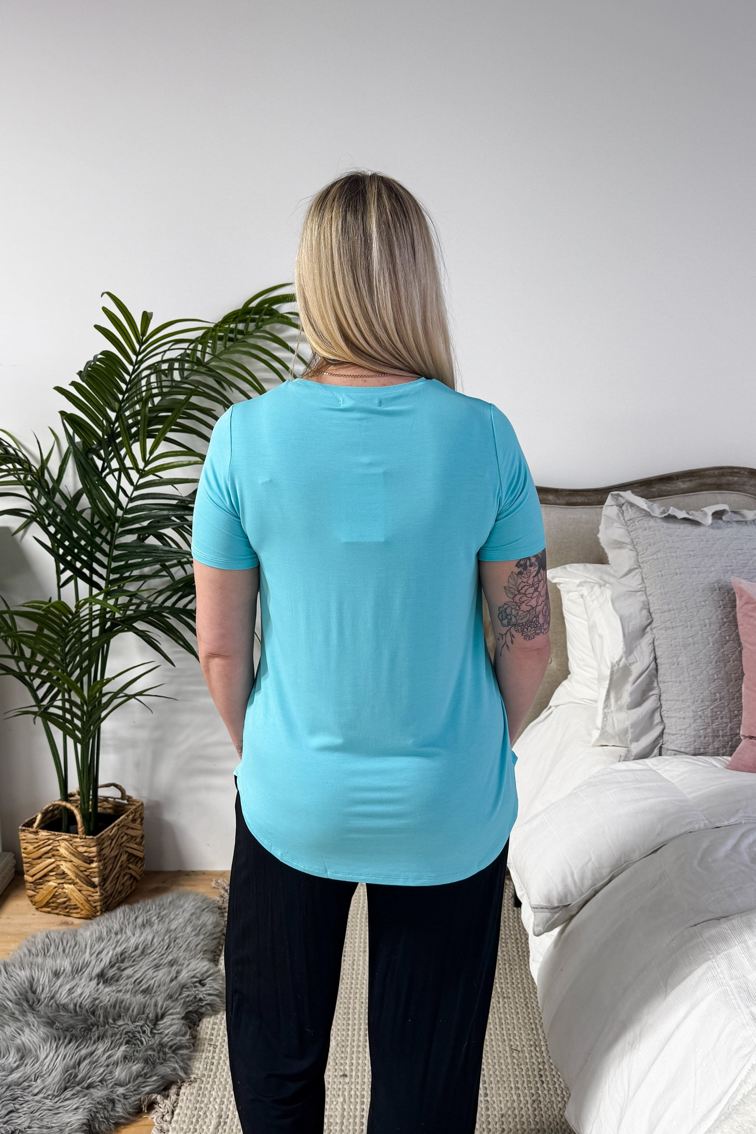 Sky Blue Essential Crew Neck Bamboo T-Shirt | Georgia Rylan