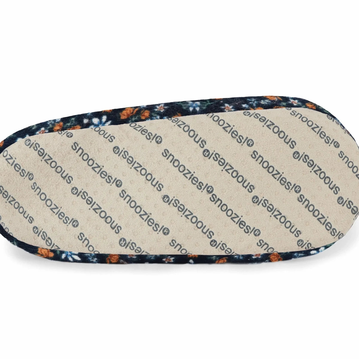 Snoozies Plush COZY Slipper Socks floral corduroy navy