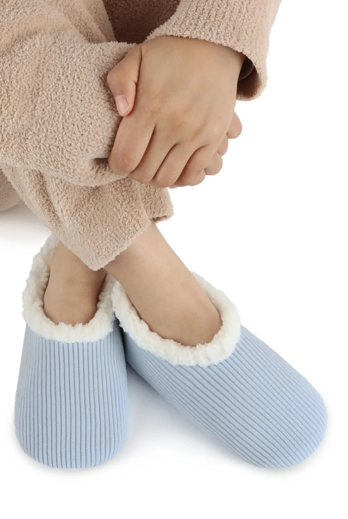 Snoozies Plush COZY Slipper Socks Cozy Corduroy Baby Blue