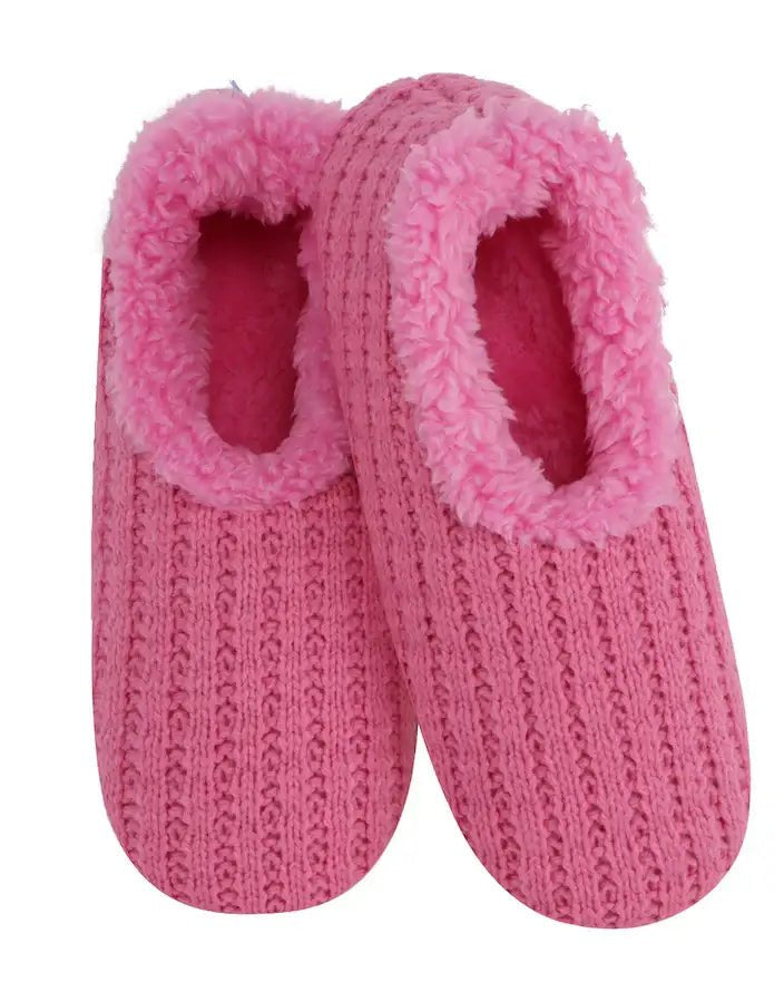 Snoozies Plush COZY Slipper Socks stitches pink