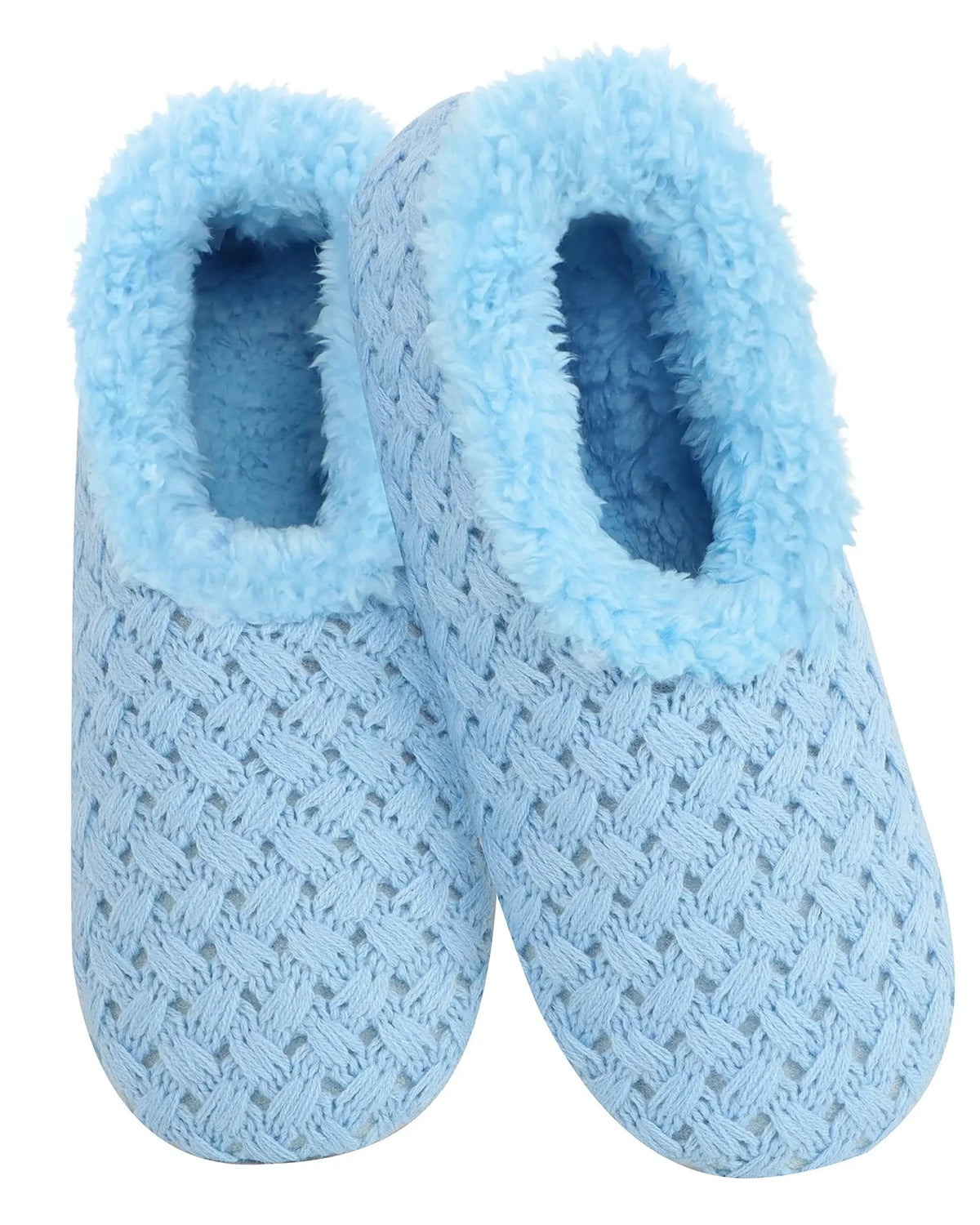 Snoozies Plush COZY Slipper Socks stitches blue