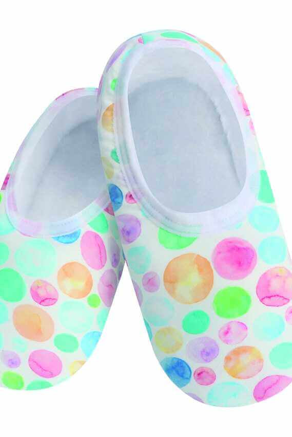 Snoozies Skinnies Lightweight Slipper Socks in Watercolor Print - Non-skid Soles