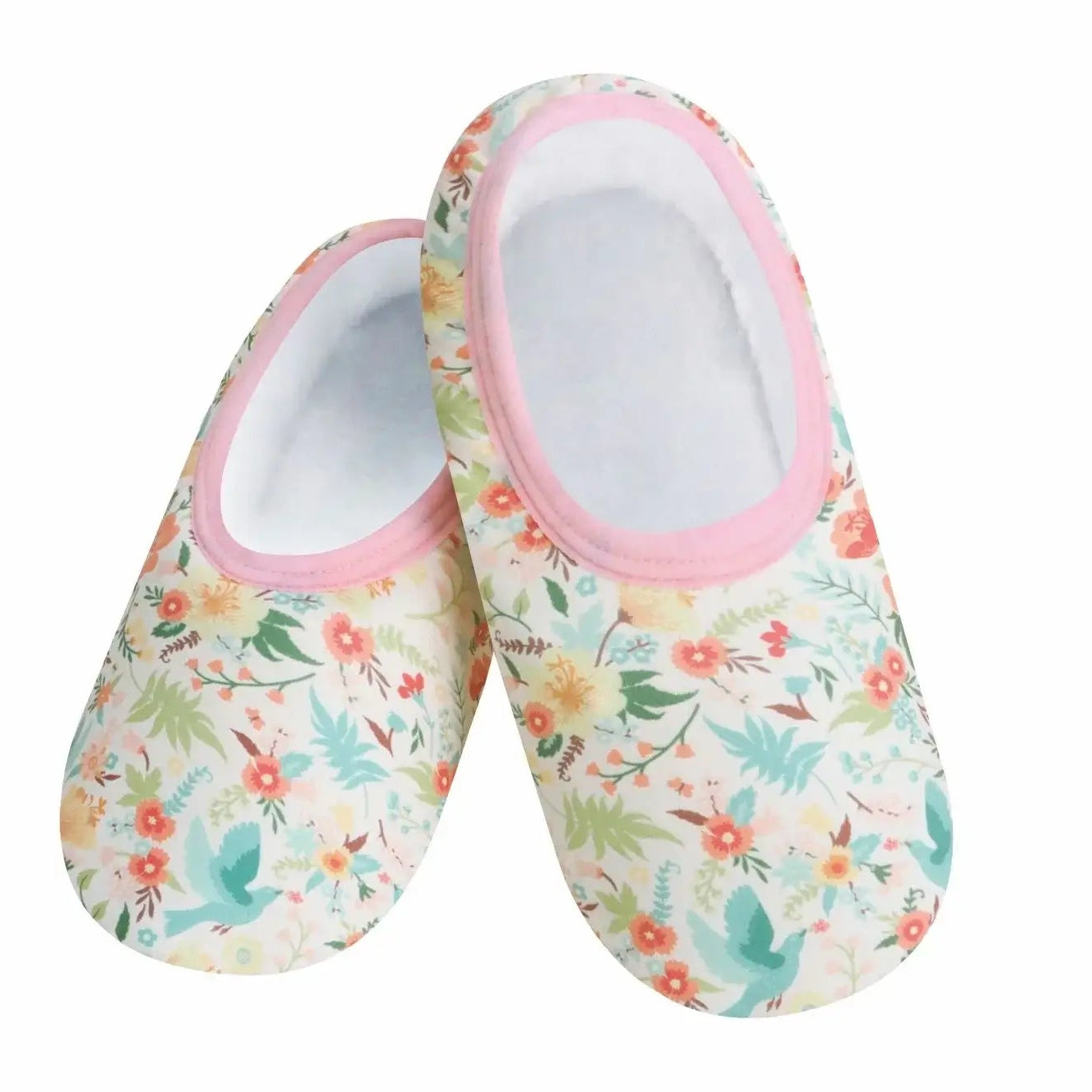 Snoozies Skinnies Lightweight Slipper Socks in Secret Garden Print - Non-skid Soles