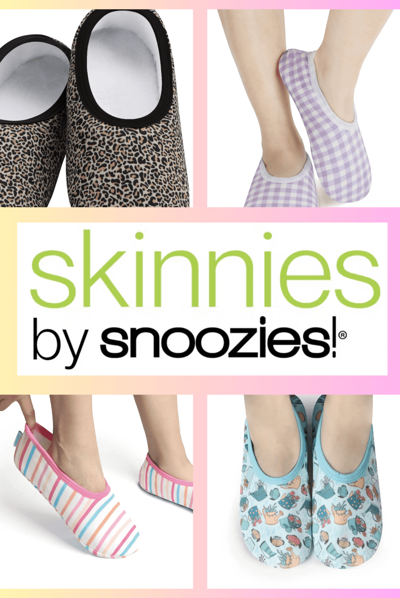 Snoozies Skinnies Lightweight Slipper Socks with Non - Skid Soles & Sherpa Lining - Snoozies - Cloud Nine Pajamas