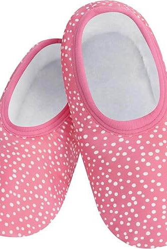 Snoozies Skinnies Lightweight Slipper Socks in Pink Dots Print - Non-skid Soles