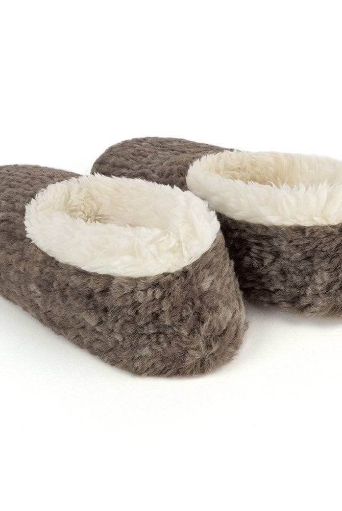 Snoozies Teddy Bear Faux Fur Slippers with Memory Foam Sole dark grey, showing back