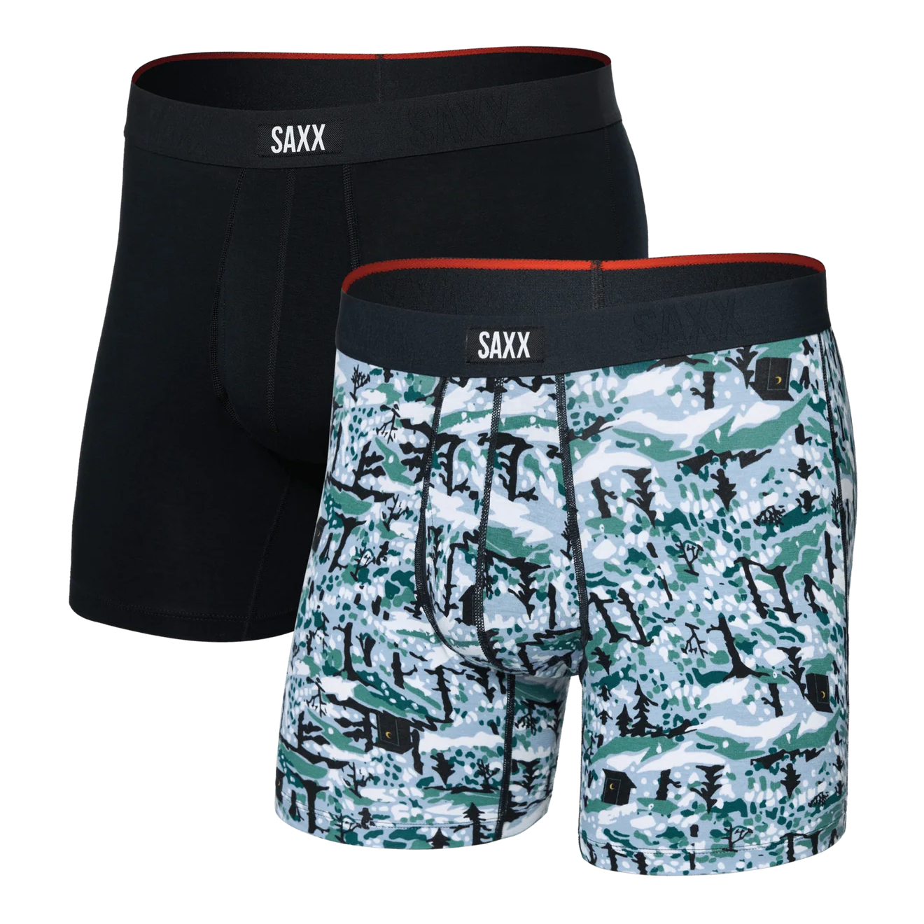 men's comfort boxer briefs with ball pouch technology by saxx - 2 pack gift box in snow shadow