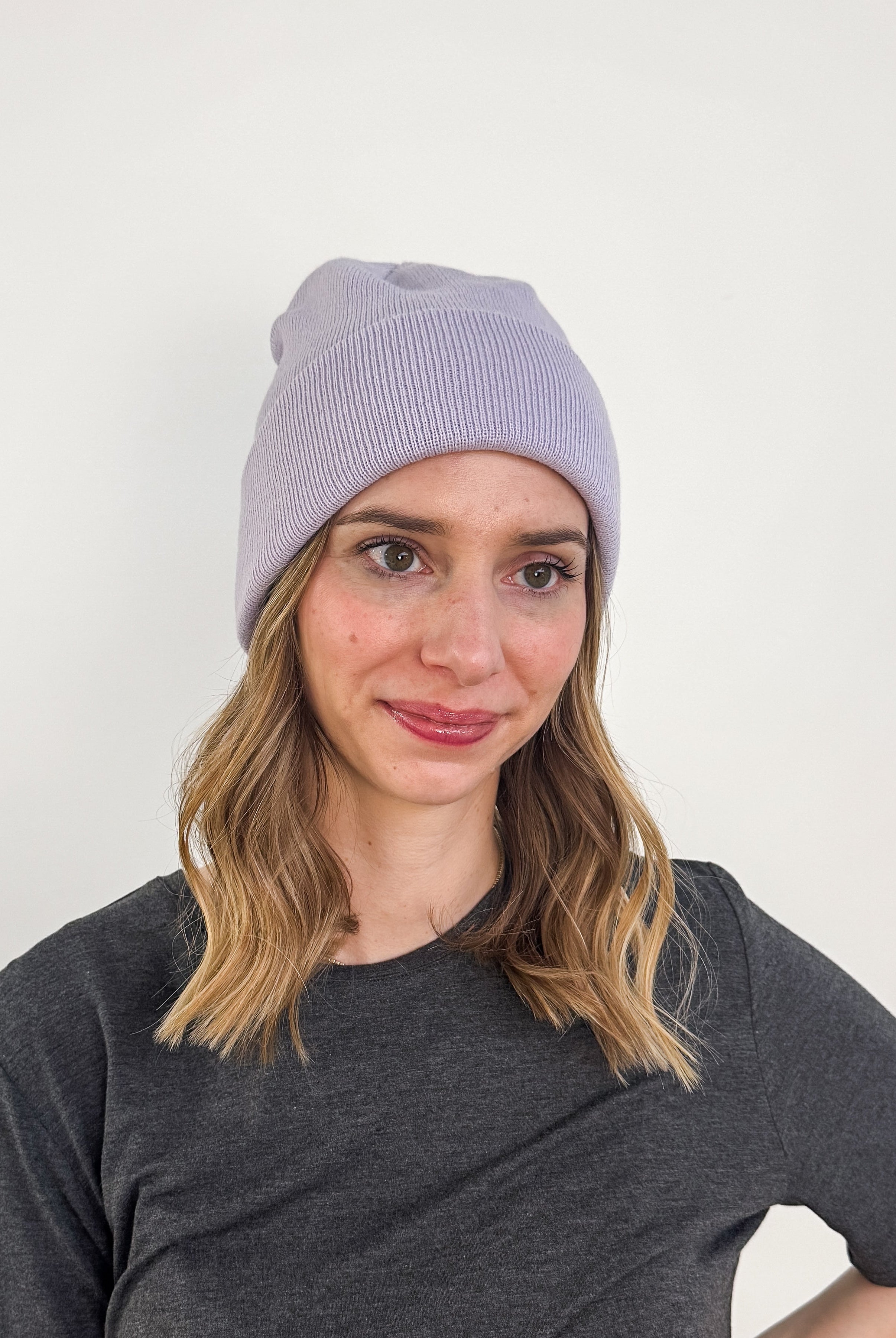 lilac unisex knit sold beanie toque for winter by Gertex