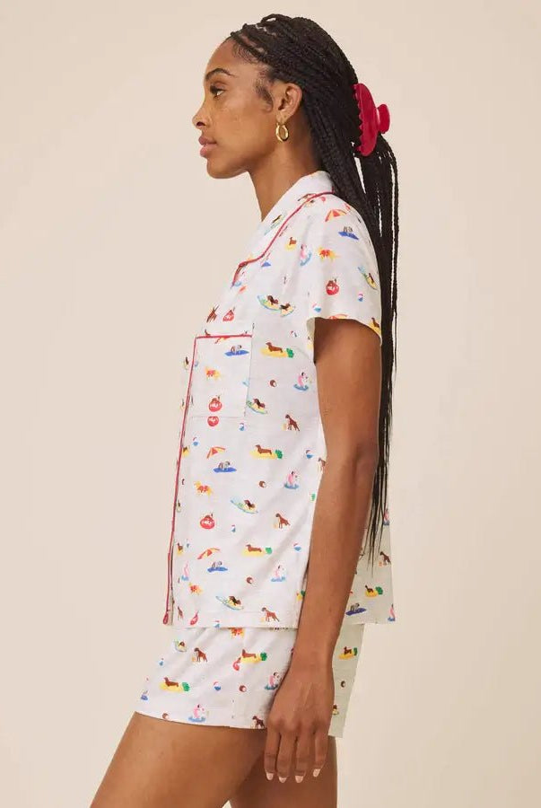SPLENDID — Flora Pillowsoft Short Set | Tossed Fruit Flora & Beach Dogs Flora - Splendid - Cloud Nine Pajamas