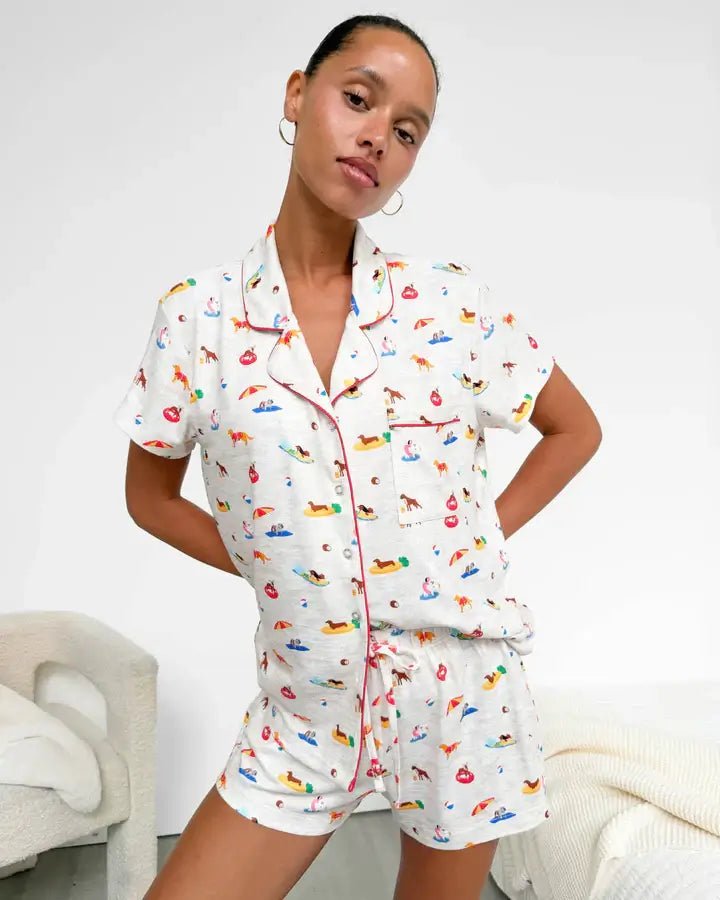 SPLENDID — Flora Pillowsoft Short Set | Tossed Fruit Flora & Beach Dogs Flora - Splendid - Cloud Nine Pajamas