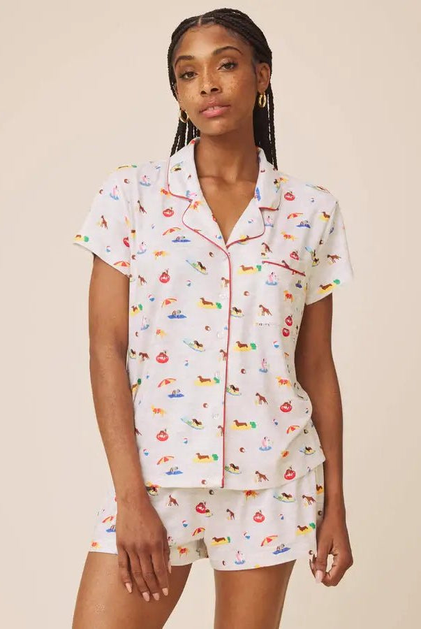 SPLENDID — Flora Pillowsoft Short Set | Tossed Fruit Flora & Beach Dogs Flora - Splendid - Cloud Nine Pajamas