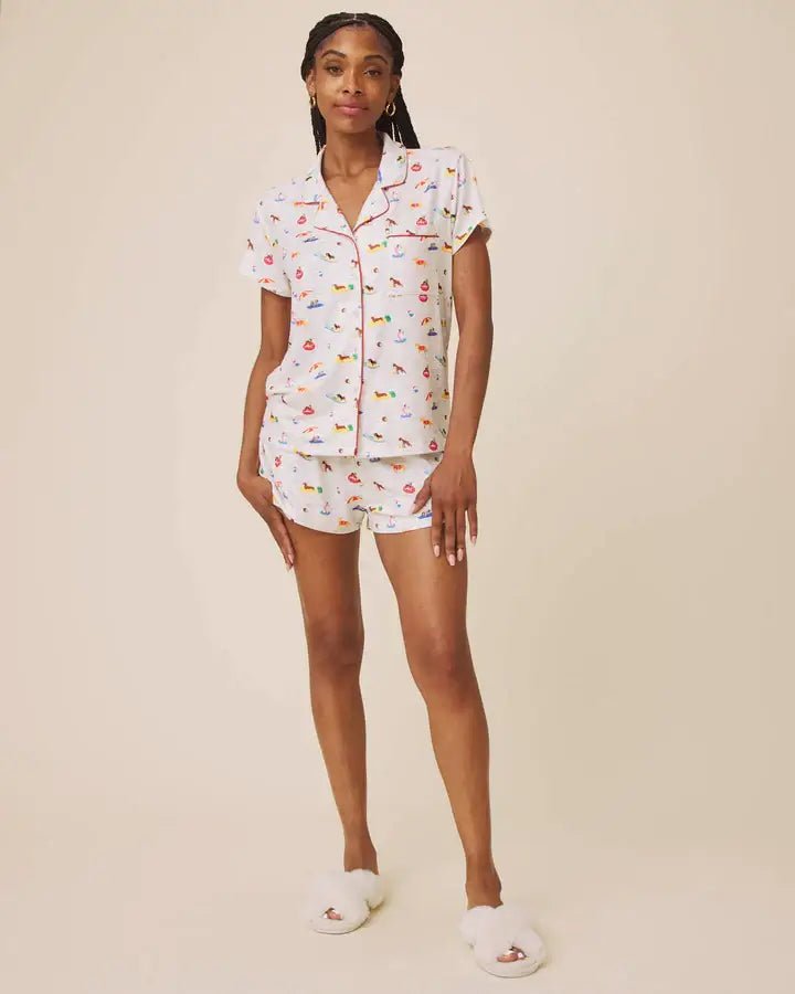 SPLENDID — Flora Pillowsoft Short Set | Tossed Fruit Flora & Beach Dogs Flora - Splendid - Cloud Nine Pajamas