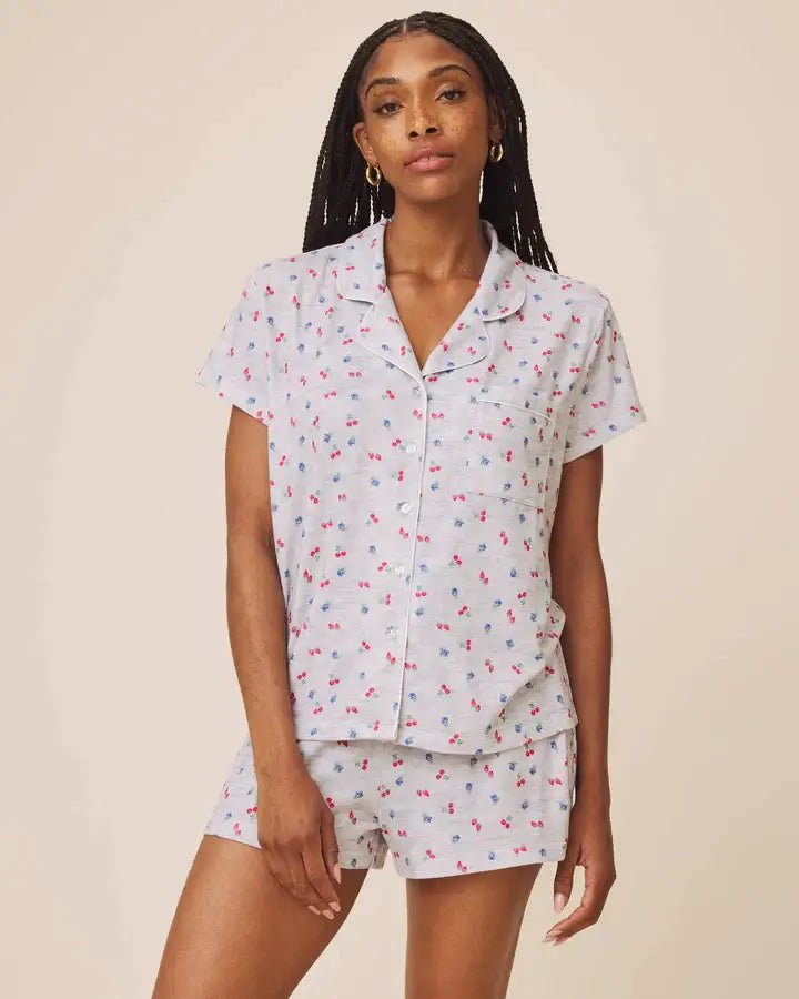 SPLENDID — Flora Pillowsoft Short Set | Tossed Fruit Flora & Beach Dogs Flora - Splendid - Cloud Nine Pajamas