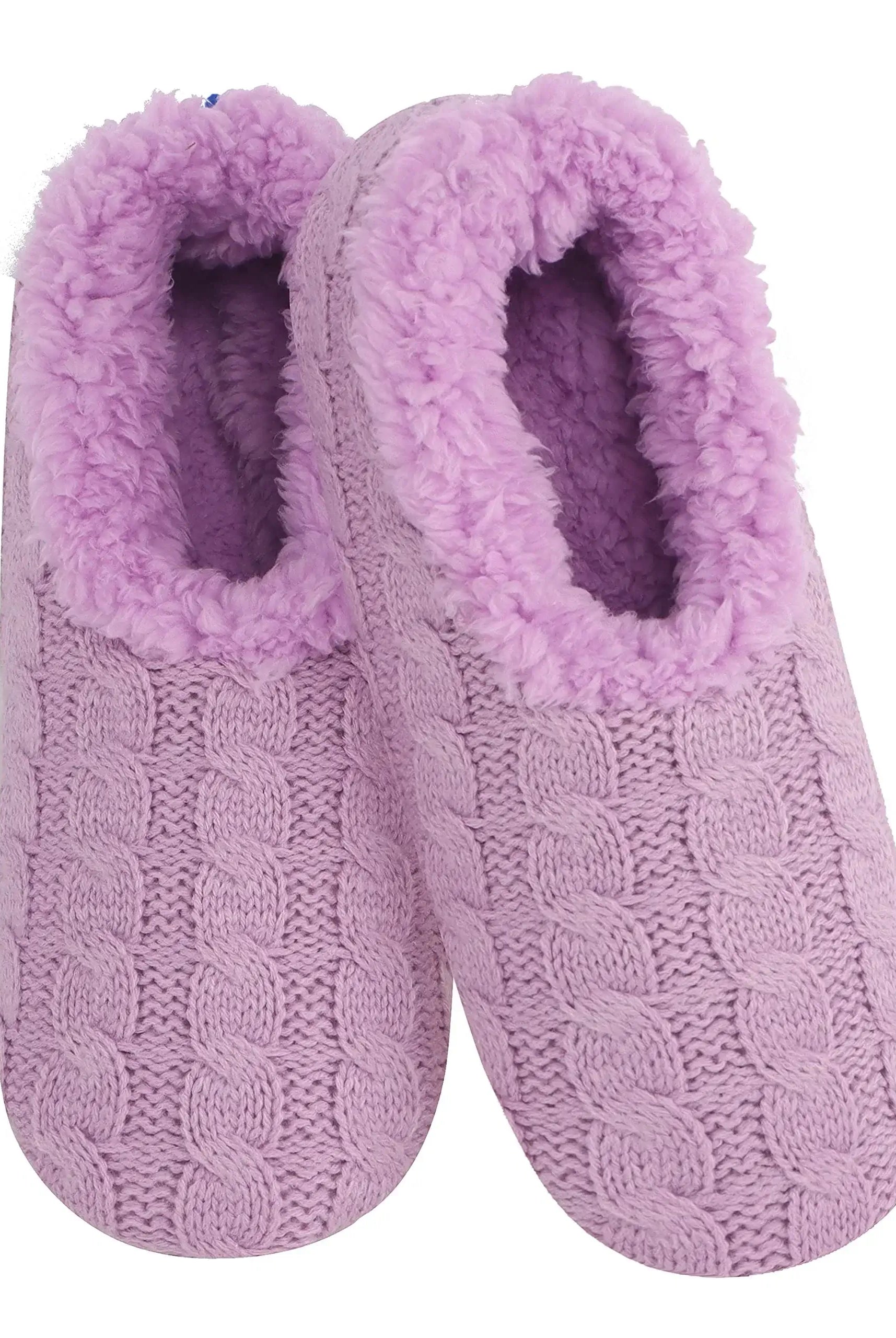 Snoozies Plush COZY Slipper Socks Stitches Purple