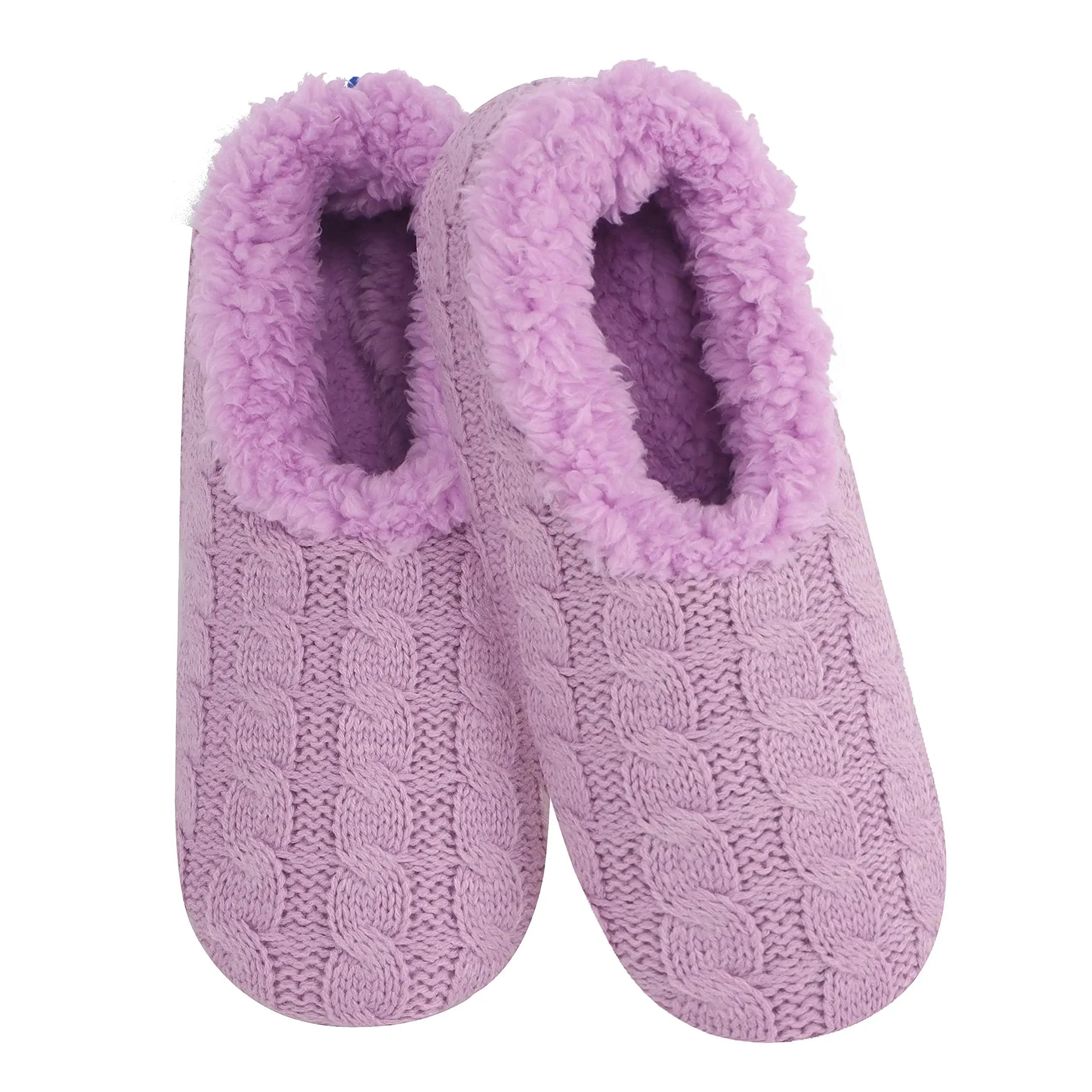 Snoozies Plush COZY Slipper Socks Stitches Purple