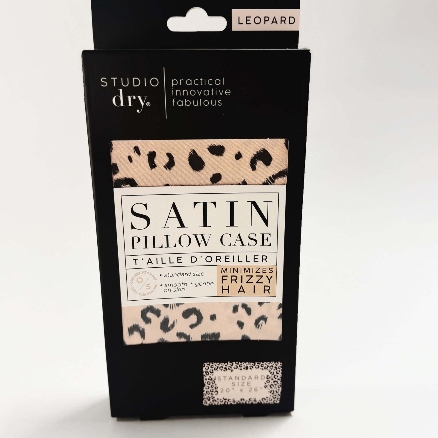 leopard print studio dry satin pillowcase for prventing hair damage and breakage, minimizes frizzy hair