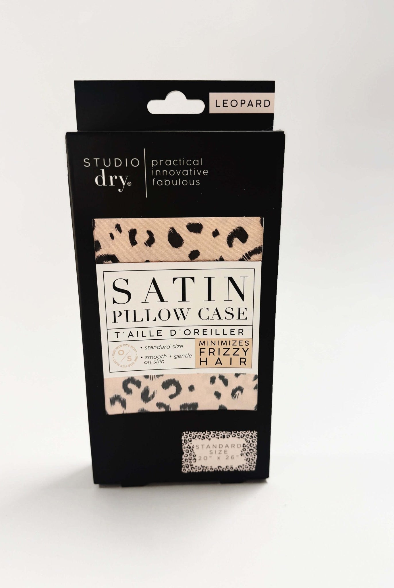 leopard print studio dry satin pillowcase for prventing hair damage and breakage, minimizes frizzy hair