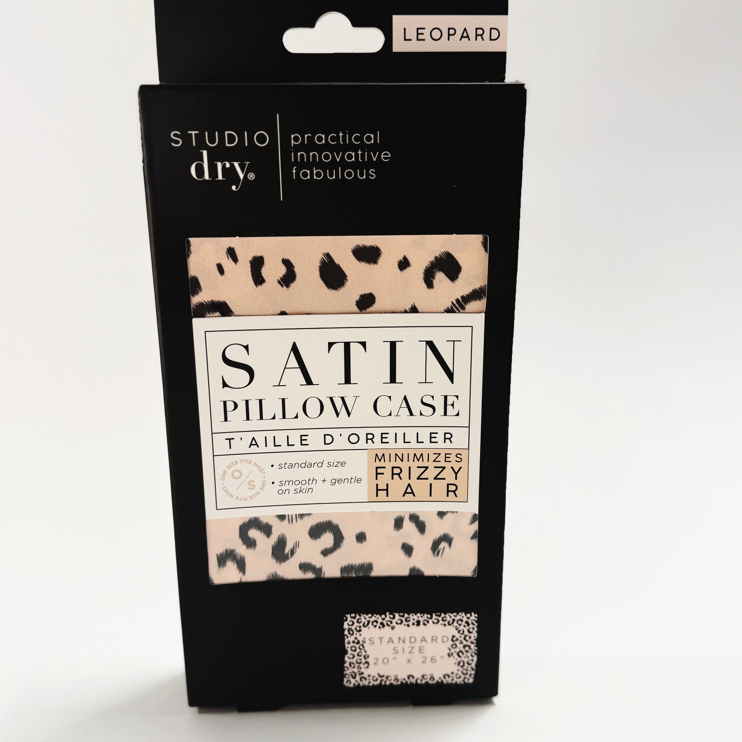 leopard print studio dry satin pillowcase for prventing hair damage and breakage, minimizes frizzy hair