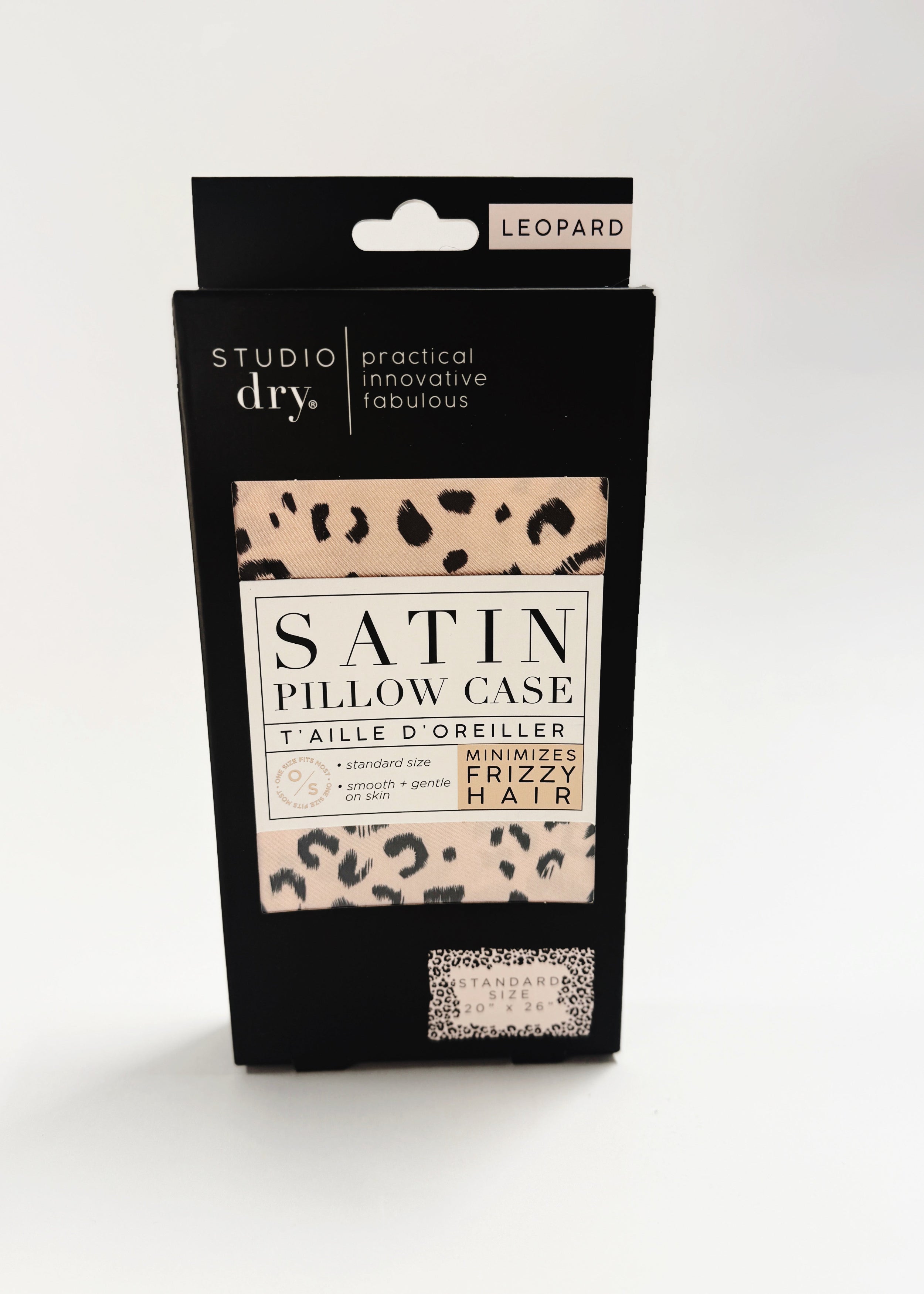 leopard print studio dry satin pillowcase for prventing hair damage and breakage, minimizes frizzy hair