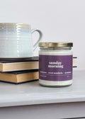 Sunday Morning 9oz Coconut Soy Wax Candle | Heslip Home | Fresh Grass + Sweet Mandarin + Strawberry