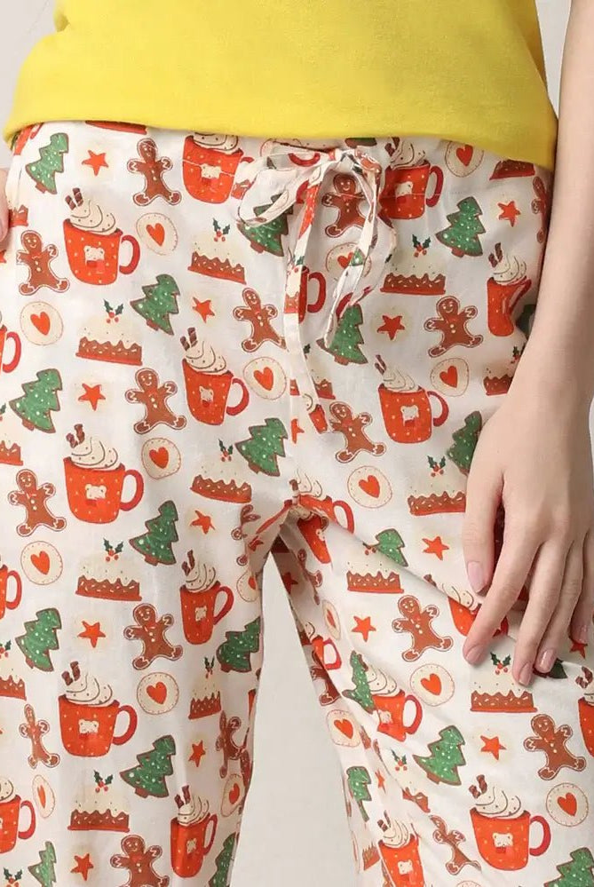 women's flannel pajama pant with cookie holiday print by Mahogany