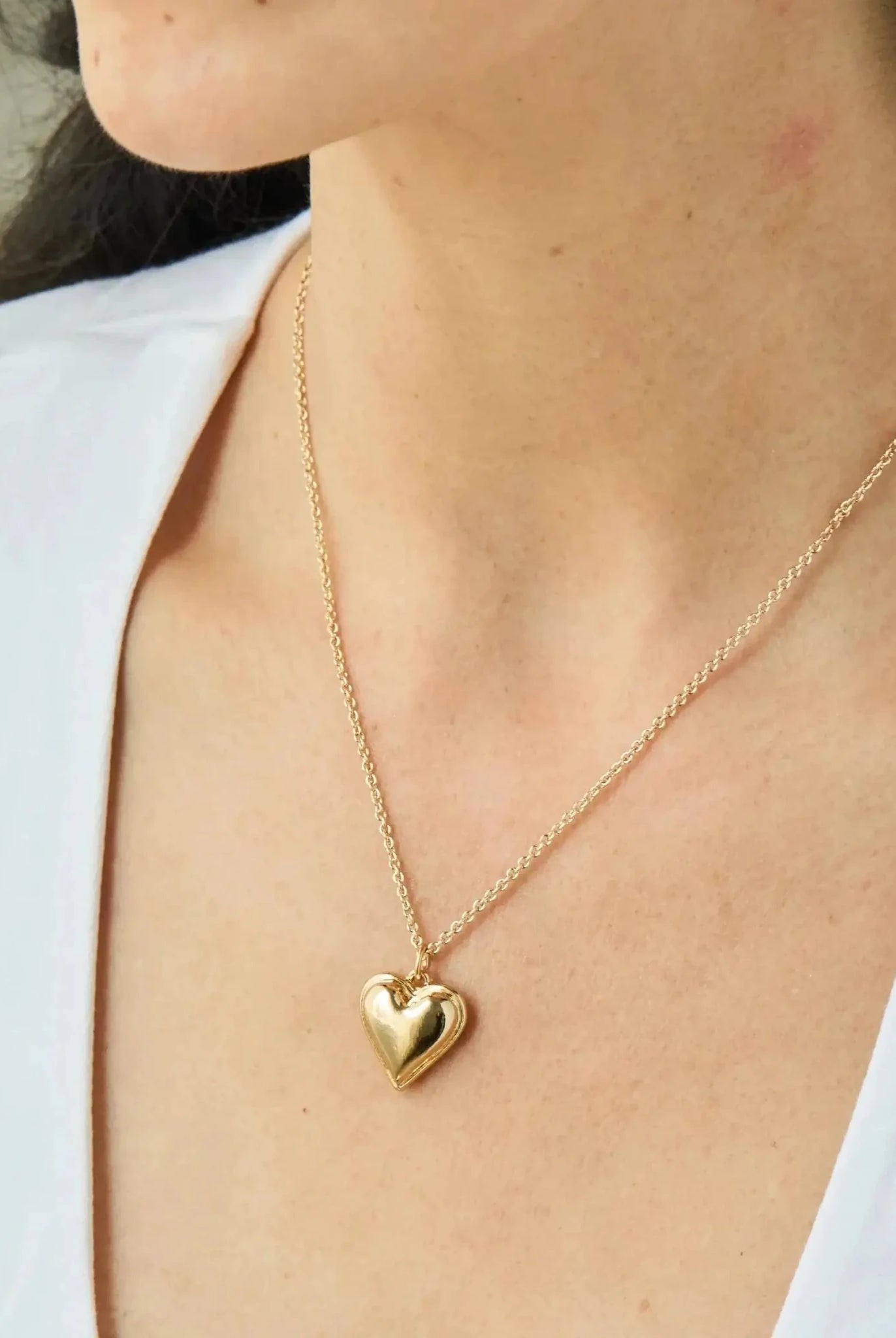 Sweetheart Necklace in 14k Gold by Foxy Originals with a heart pendant on a delicate chain.