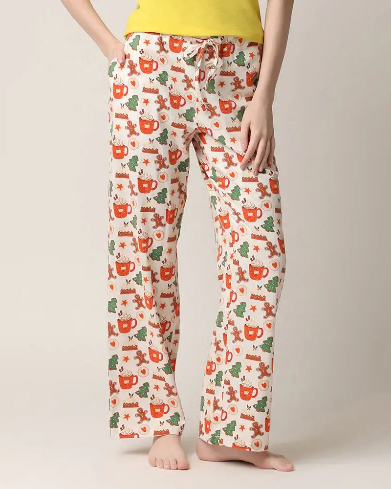 women's flannel pajama pant with cookie holiday sweet treats print by Mahogany