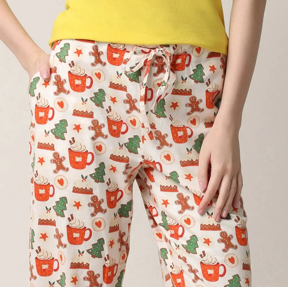 women's flannel pajama pant with cookie holiday print by Mahogany