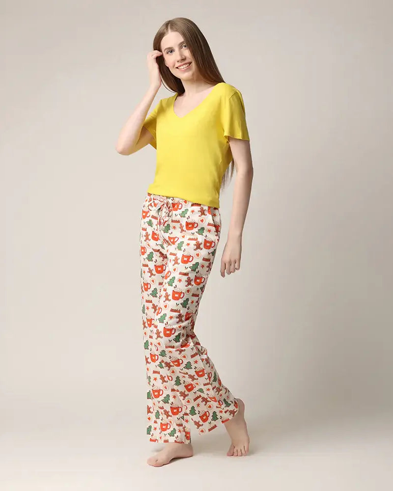 women's flannel pajama pant with cookie holiday print by Mahogany